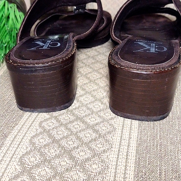 Calvin Klein Double Band Suede Logo Sandals - Picture 9 of 14